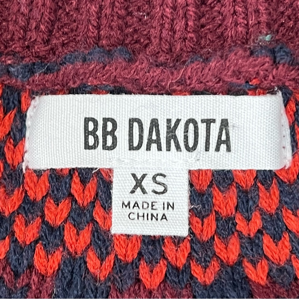 BB DAKOTA Sweater Play Flairisle Pattern Knit Raglan Long Sleeves Red Cr… - Picture 9 of 13